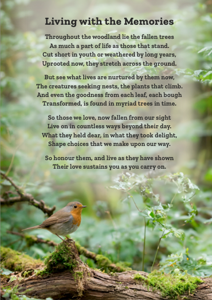 Sympathy Card - Living Memories poem