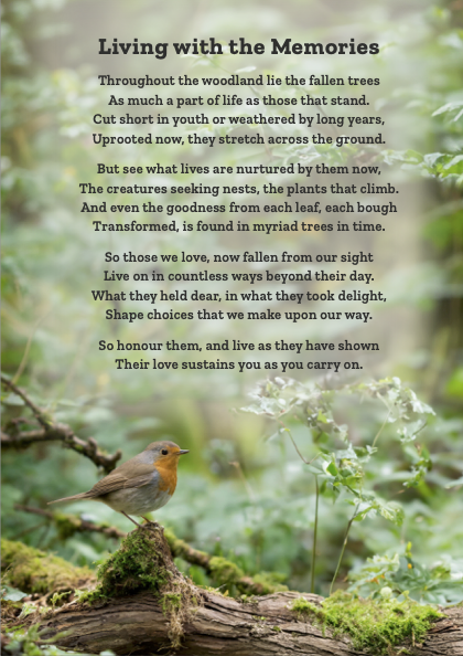 Sympathy Card - Living Memories poem